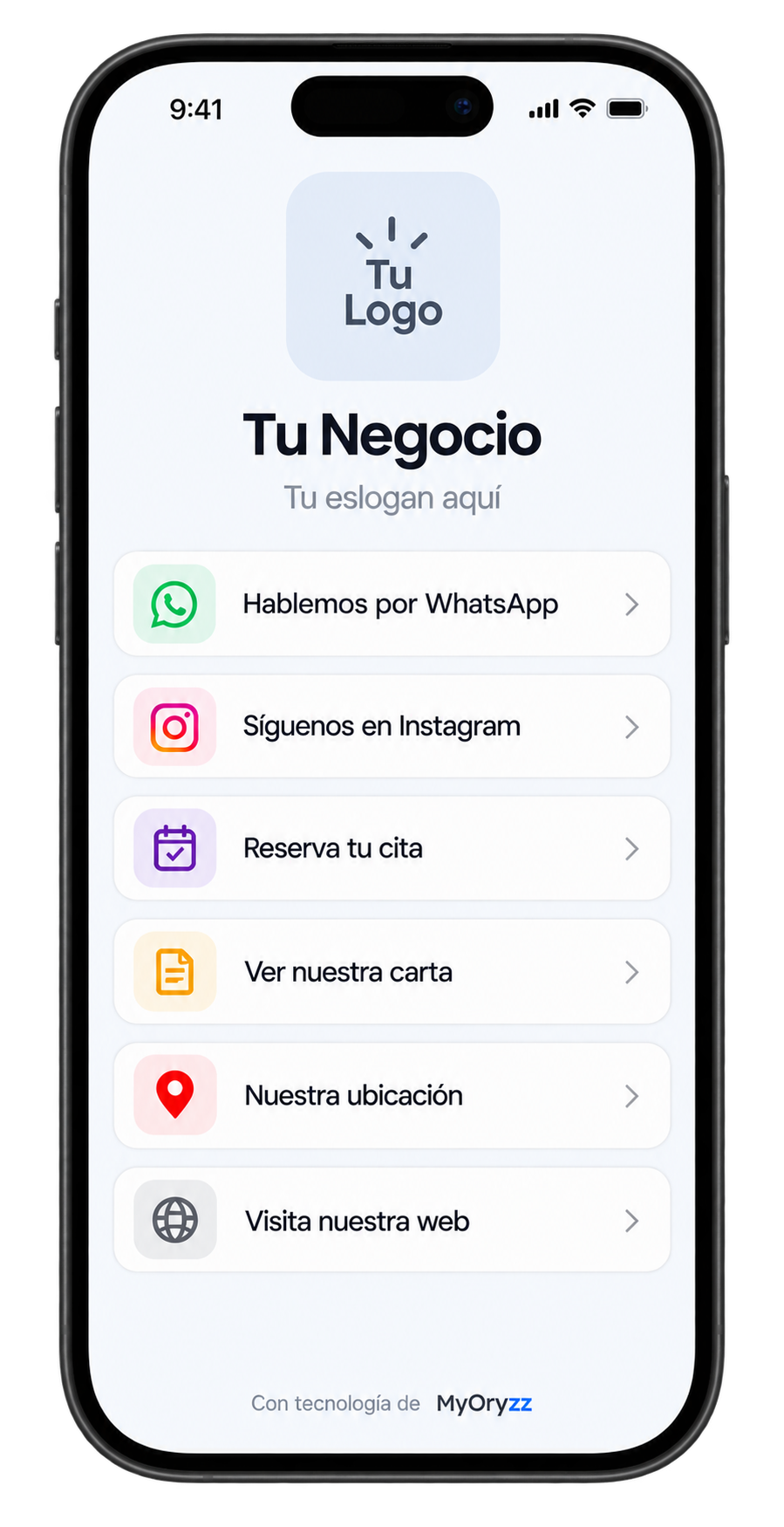 Ejemplo del perfil de negocio que ve el cliente